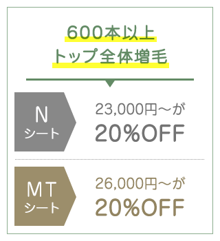 600本以上トップ全体増毛